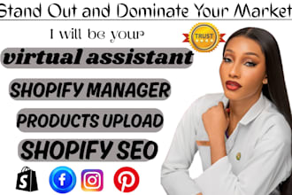 shopify virtual assistant, shopify manager help product upload expert SEO