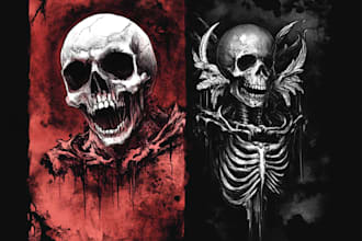 create horror cartoon tshirt design in retro vintage style