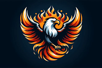 do eagle phoenix hawk fire burning flame mascot logo design