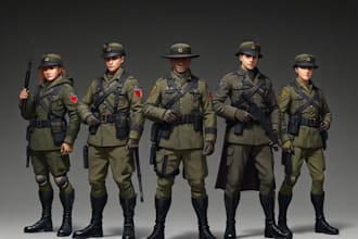 draw detailed military characters for you