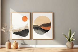 design printable abstract minimal boho wall art or poster