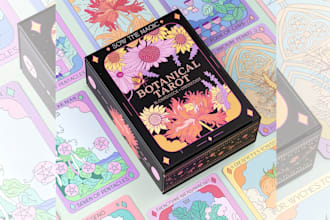 design tarot tuck box, poker tuck box, mockup box, oracle playing card design
