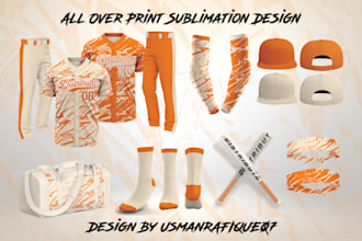 design custom baseball uniform, socks and bags, sublimation
