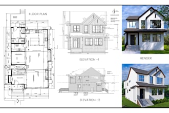 architect of city permit drawings, 2d floor plan, blueprints and 3d rendering