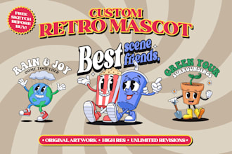 draw vintage retro mascot cartoon logo for tshirt or brand