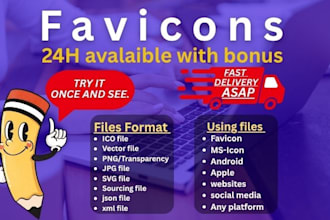 design favicon for you in 24h with bonus and delivery fast
