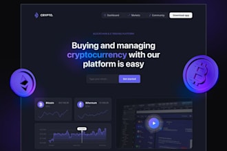 design crypto, web3 UI UX landing page website in figma
