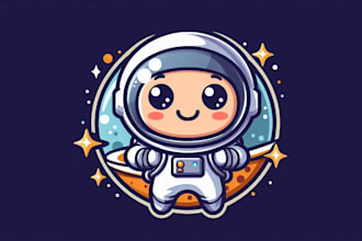 do wonderful cute astronaut character cartoon round mascot logo