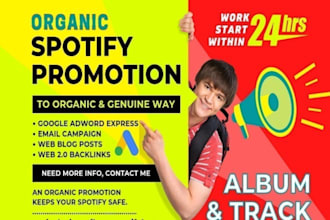 organic soundcloud, apple podcast, spotify music spotify album promotion