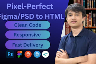 convert figma to HTML, PSD to HTML, do responsive website