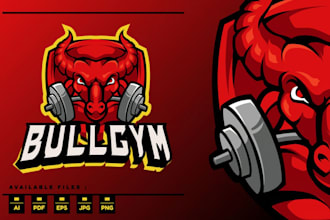 create high quality gym bull esport logo