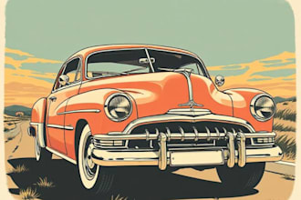 design vintage retro illustration for car clothing