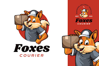 do fox cheetah courier service mascot logo design