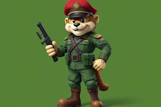 draw military character mascot