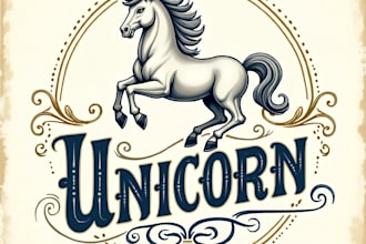 design high quality vintage unicorn logo with fastest delivery