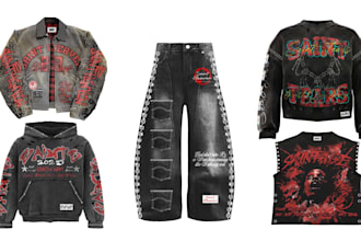 design streetwear  y2k, brutalist, edgy clothing for brand