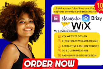 create and redesign 3d animated wix y2k streetwear website on shopify square seo