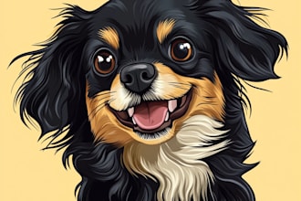 draw pet portrait into cartoon vector