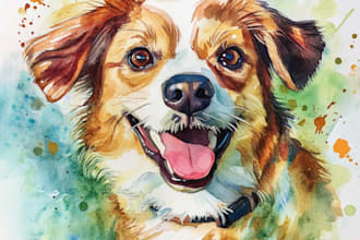 draw cute pet portrait illustration