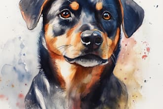 draw a cute cartoon portrait of your pet dog
