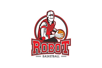 design perfect classic robot basketball logo
