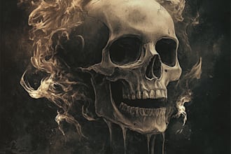do vintage illustration, character, retro horror style art