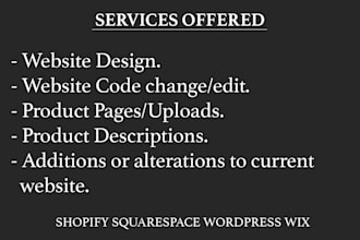 update or modify design or code for ecommerce websites
