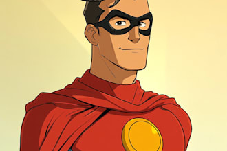 draw you into superhero comic cartoon character