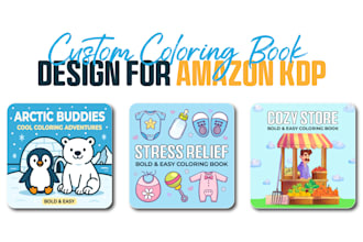 design a custom coloring book cover and interior for amazon KDP