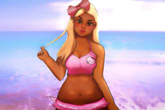 do a digital art commission in a stylized kawaii style