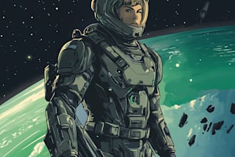 draw an sci fi character art, sci fi art illustration