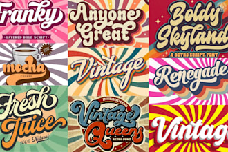 retro 70s psychedelic hippie funky font typography logo