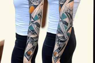 create sleeve tattoo design in geometric style