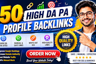 build 50 authority profile backlinks for SEO