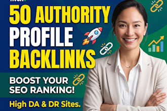 build 50 authority profile backlinks for SEO