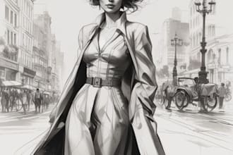 draw a perfect fashion illustration and flat sketch