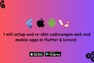 setup codecanyaon flutter laravel web,android, ios script