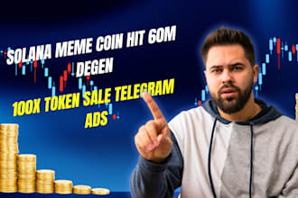 telegram promotion solana meme coin hit 60m degen, 100x token sale telegram ads
