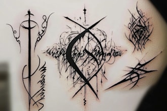 create arabic and persian minimal calligraphy tattoo