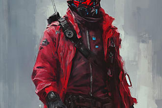 design cyberpunk and fantasy character splash art
