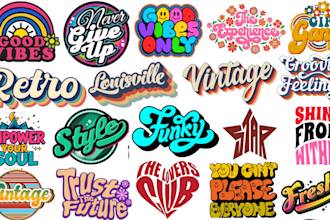 do 70s retro hippie psychedelic funky font typography stripe logo