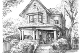 pencil or watercolor sketch your house
