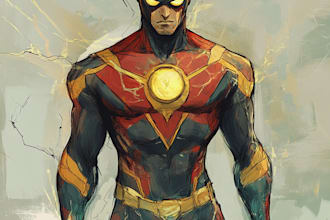 create concept art superhero character design for comics