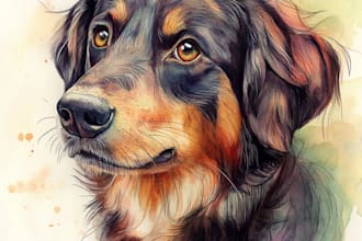 do watercolor pet portrait