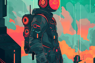 draw a sci fi character illustration or sci fi character
