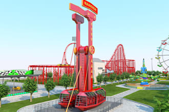 do 3d cgi amusement park, fair park, resort design with layout