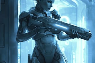 make sci fi character illustration or sci fi character