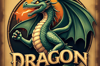 design high quality vintage dragon logo for your business