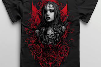 create scary, dark, horror metal art for t shirts