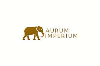 make an amazing gold elephant line minimalist logo design in 12 hours